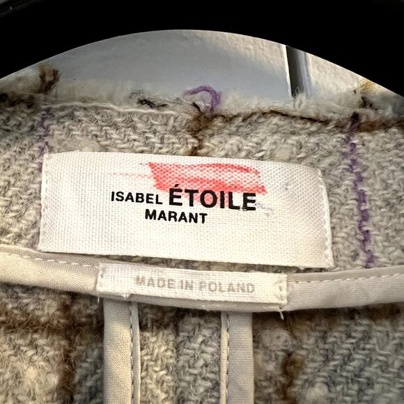 ISABEL MARANT ÉTOILE Lyra wool-blend tweed jacket size 38 S beige SW - Picture 5 of 12